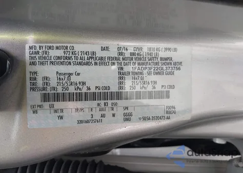 2016 Ford Focus Se из США, поврежденный, VIN 1FADP3F22GL373756